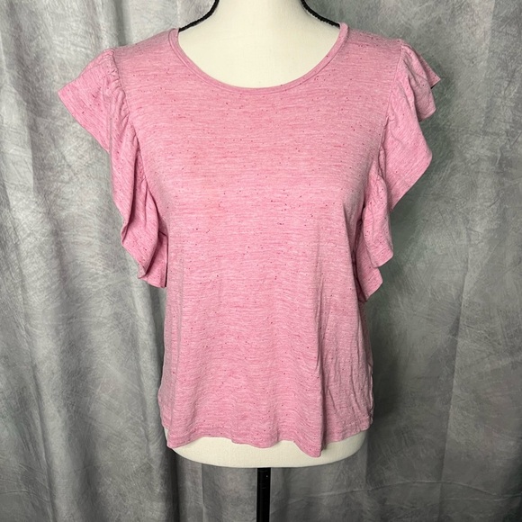 Molly Bracken Pink Ruffle Sleeve Women's Top - Large - Picture 2 of 12
